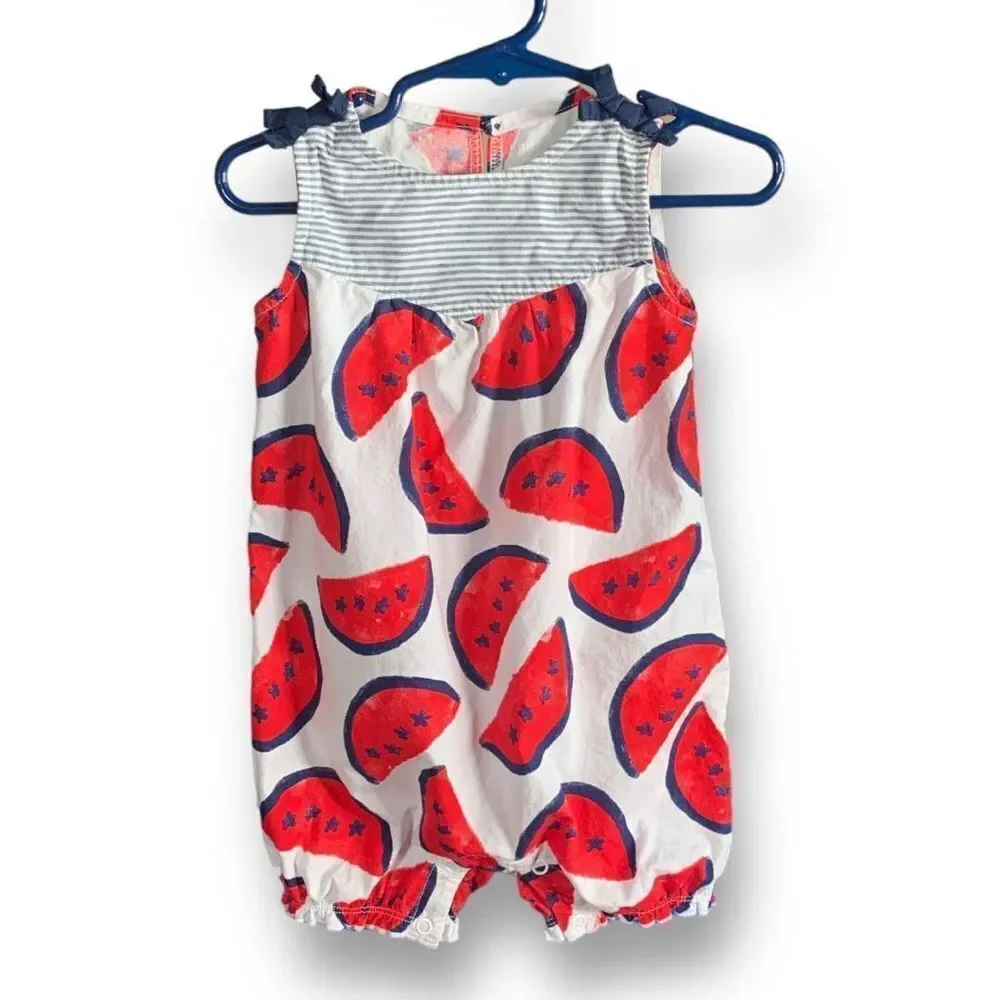 Just One You By Carters One Piece Romper Patriotic Red Watermelon Star‎ Print